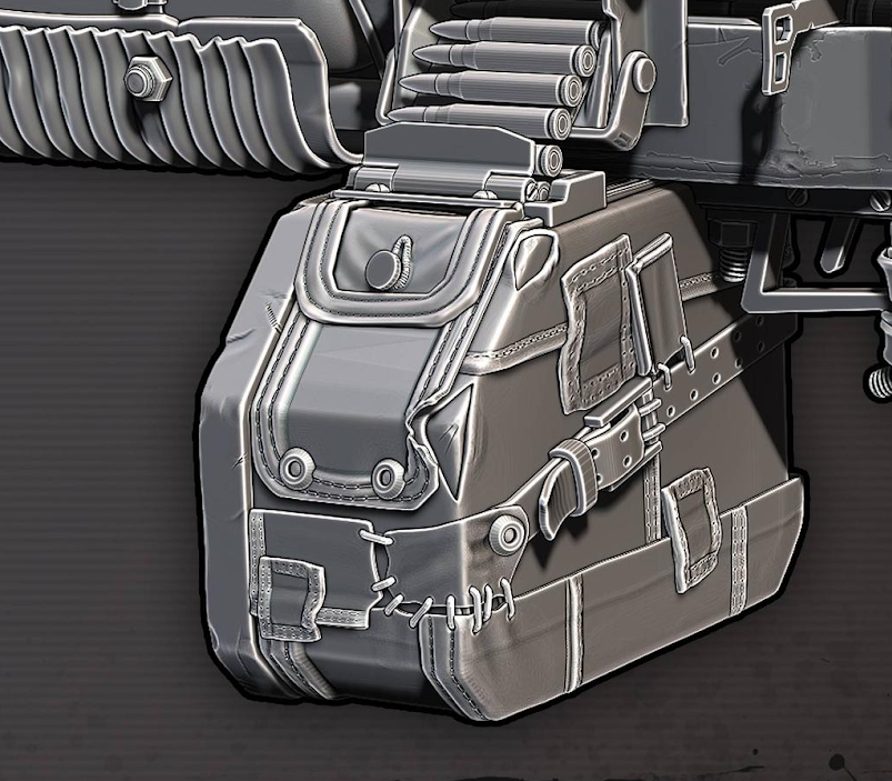 Low-poly equipment bag shown with wireframe detail