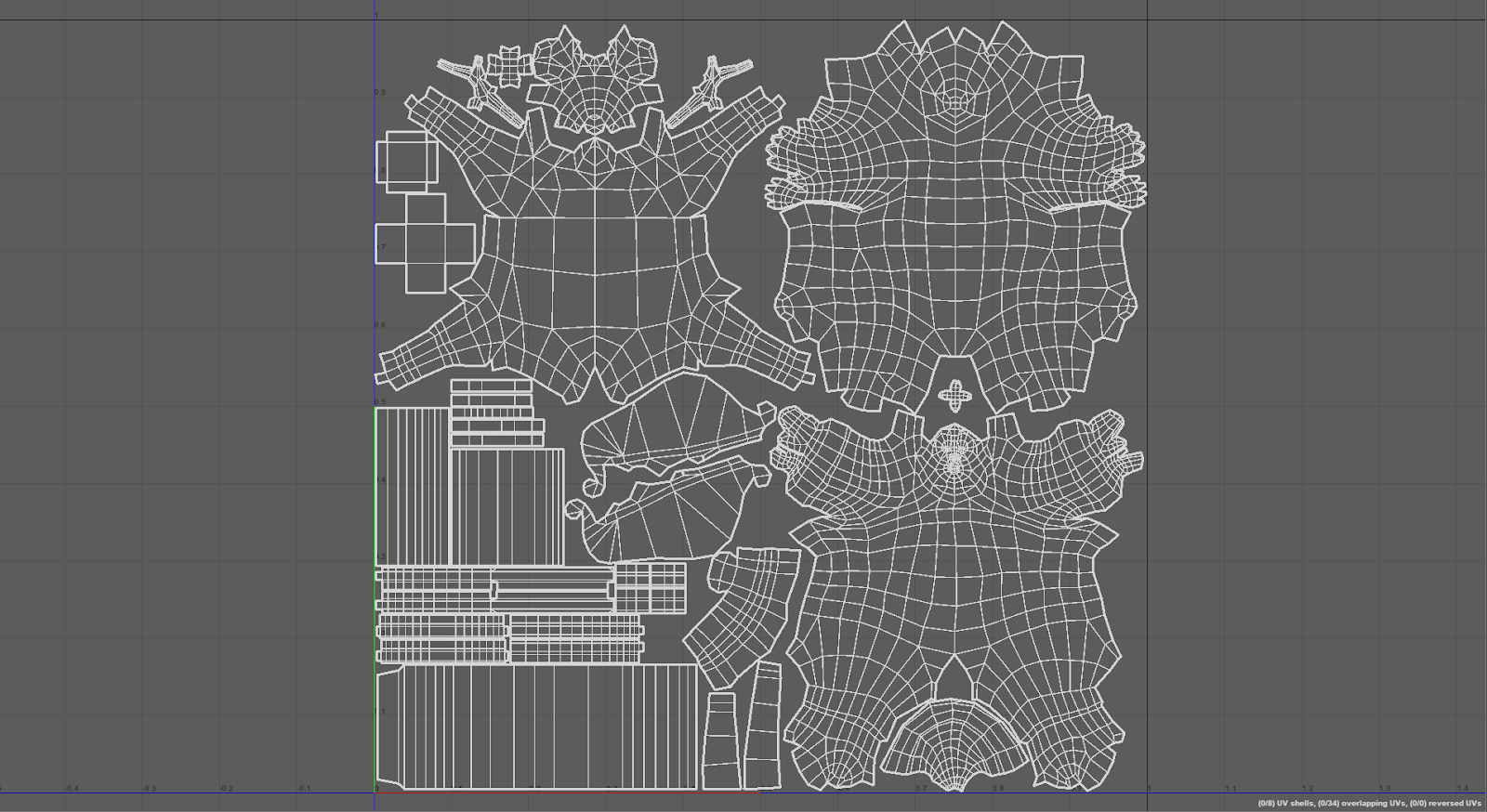 Packed UV layout for the low-poly Santa Claus character