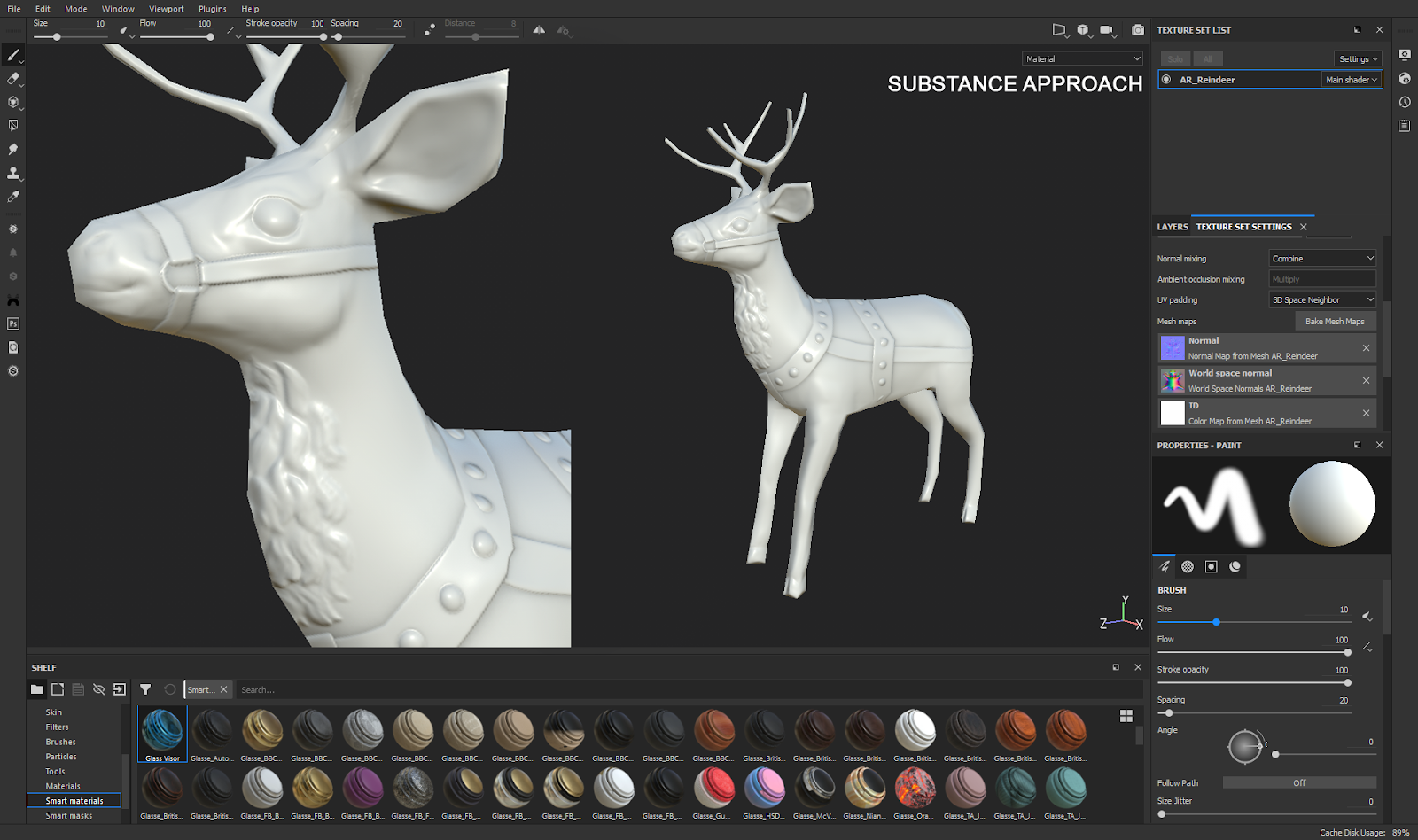 Reindeer normal-map result produced with the Substance Painter approach