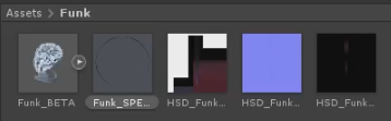Unity project window containing the real-time hair texture assets