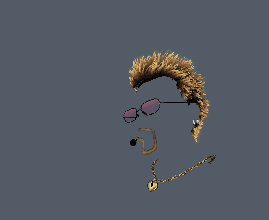 Animated male real-time hairstyle with glasses, microphone and necklace
